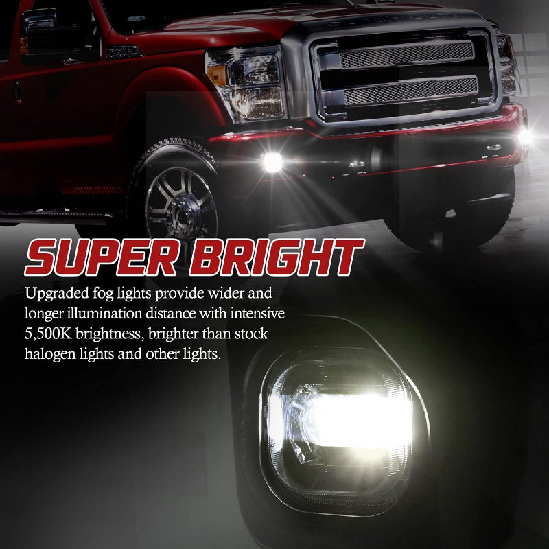 BUNKER INDUST LED Fog Lights for Ford F250/F350/F450 2011 2012 2013 2014 2015 2016, Bumper Driving Fog lamp Kit Complete Set Fog Light with Mounting Kit and Bezel Cover - Image 3